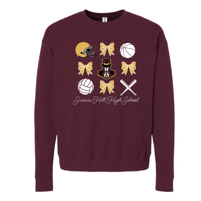 The Science Hill All the Things Volleyball | Maroon Oversized Crewneck Sweatshirt