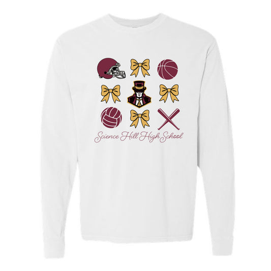 The Science Hill All the Things Volleyball | White Long Sleeve Tee