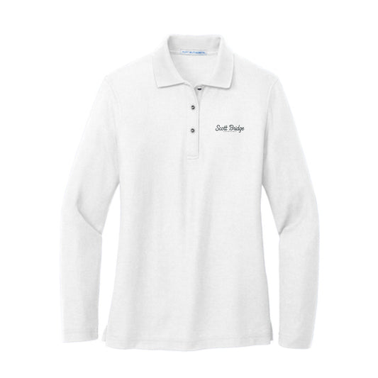 The Scott Bridge | Embroidered White Long Sleeve Women's Polo