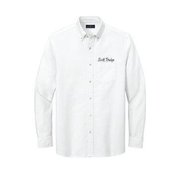 The Scott Bridge | Embroidered White Long Sleeve Oxford Cloth Shirt
