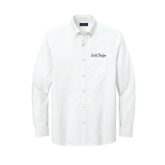 The Scott Bridge | Embroidered White Long Sleeve Oxford Cloth Shirt