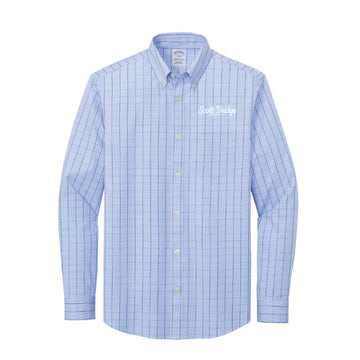 The Scott Bridge | Embroidered Newport Blue Long Sleeve Patterned Shirt