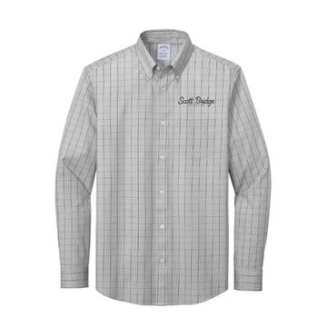 The Scott Bridge | Embroidered Shadow Grey Long Sleeve Patterned Shirt