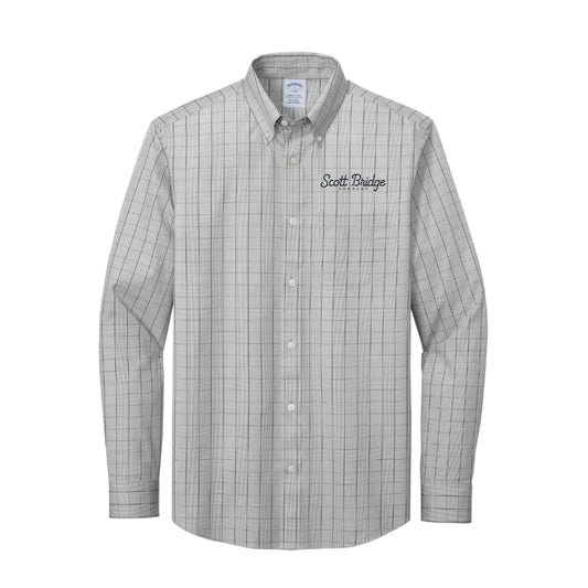 The Scott Bridge | Embroidered Shadow Grey Long Sleeve Patterned Shirt