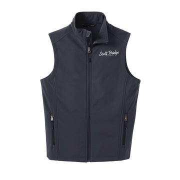 The Scott Bridge | Embroidered Battleship Grey Soft Shell Vest