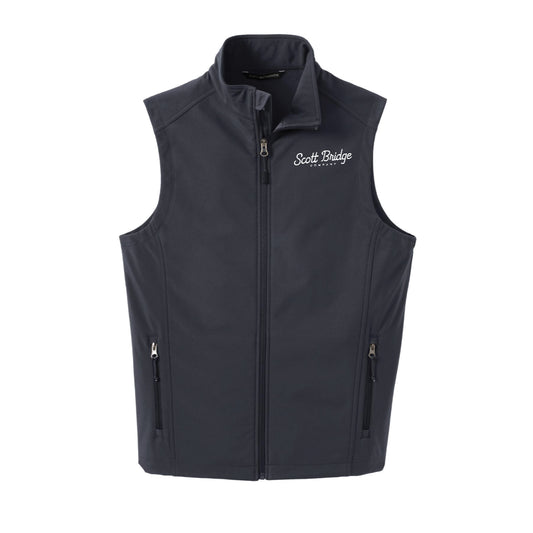 The Scott Bridge | Embroidered Battleship Grey Soft Shell Vest
