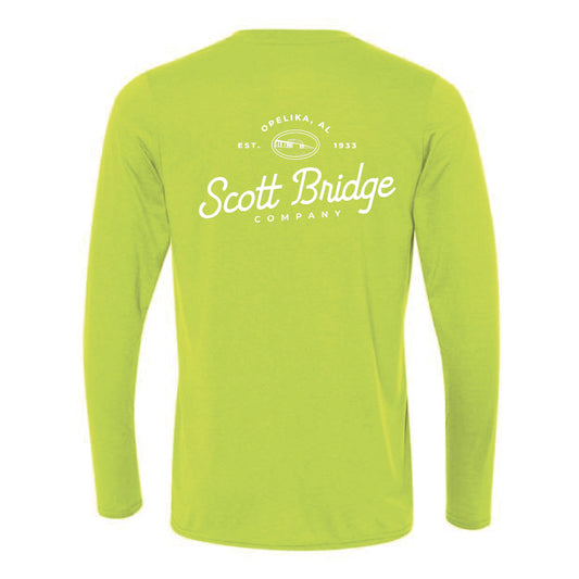 The Scott Bridge | Safety Green Performance Long Sleeve Tee