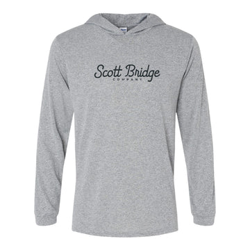 The Scott Bridge | Heather Grey Performance Hooded Long Sleeve Tee