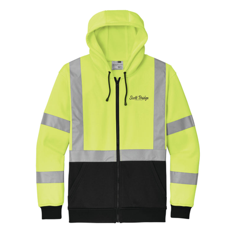 The Scott Bridge | Adult Embroidered Safety Yellow Heavy-Duty Fleece Full-Zip Hoodie