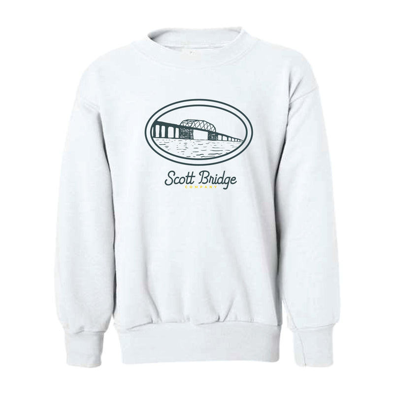 The Scott Bridge & Landscape | Youth White Crewneck Sweatshirt