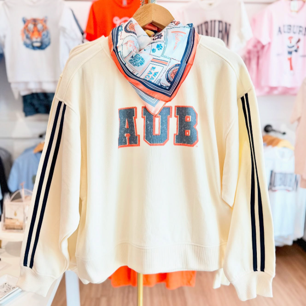 The Vintage AUB | Striped Sleeve Mock Neck