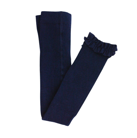 The Footless Ruffle Tights - Navy