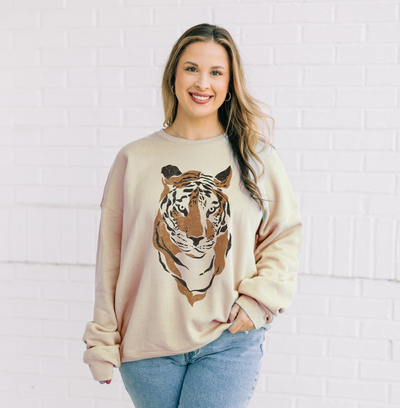 The Tiger Courage | Adult Sand Sweatshirt