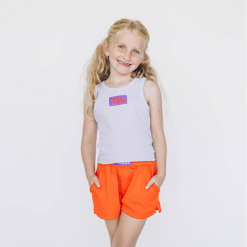 The Alli Ribbed Tank Fight Tigers Woven Label | Youth Lavender