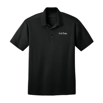The Scott Bridge | Embroidered Black Silk Performance Polo