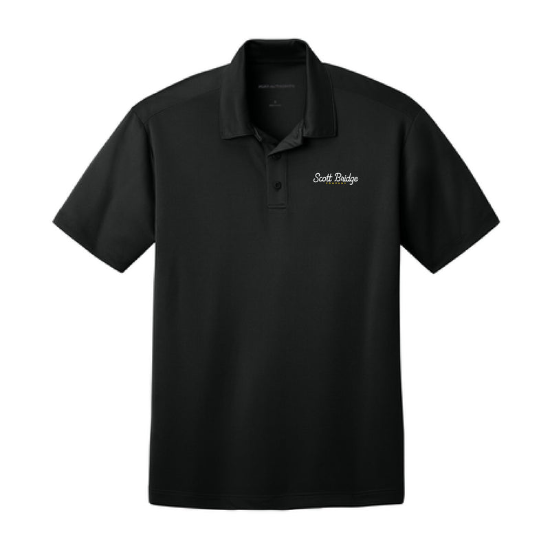 The Scott Bridge | Embroidered Black Silk Performance Polo