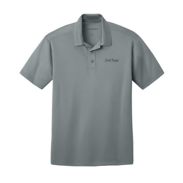 The Scott Bridge | Embroidered Gusty Grey Silk Performance Polo