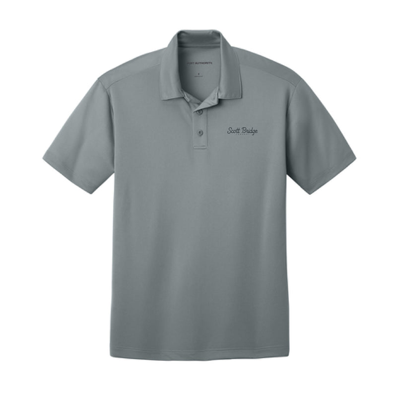 The Scott Bridge | Embroidered Gusty Grey Silk Performance Polo