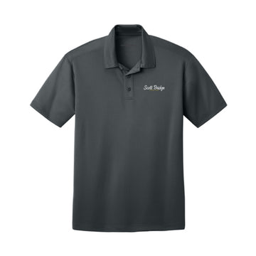 The Scott Bridge | Embroidered Steel Grey Silk Performance Polo