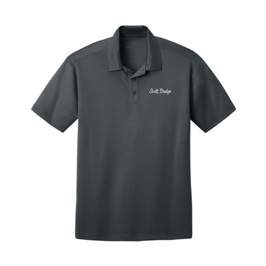 The Scott Bridge | Embroidered Steel Grey Silk Performance Polo