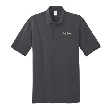 The Scott Bridge | Embroidered Adult Charcoal Tall Jersey Knit Polo