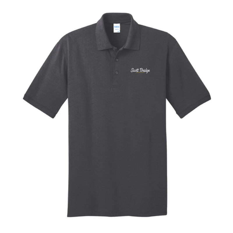 The Scott Bridge | Embroidered Adult Charcoal Tall Jersey Knit Polo