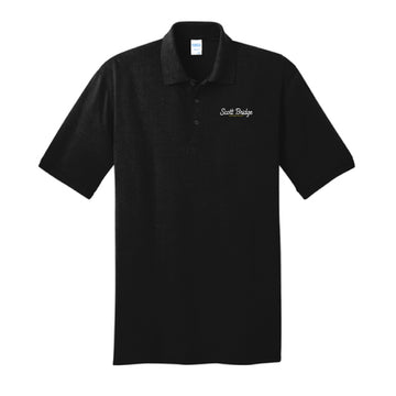 The Scott Bridge | Embroidered Adult Jet Black Tall Jersey Knit Polo