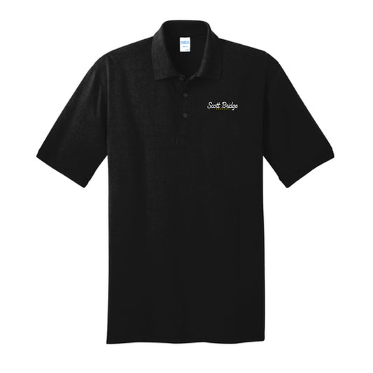 The Scott Bridge | Embroidered Adult Jet Black Tall Jersey Knit Polo