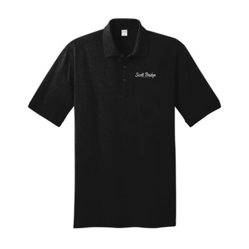 The Scott Bridge | Embroidered Adult Jet Black Jersey Knit Polo