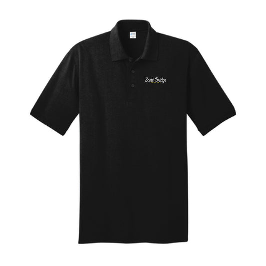 The Scott Bridge | Embroidered Adult Jet Black Jersey Knit Polo