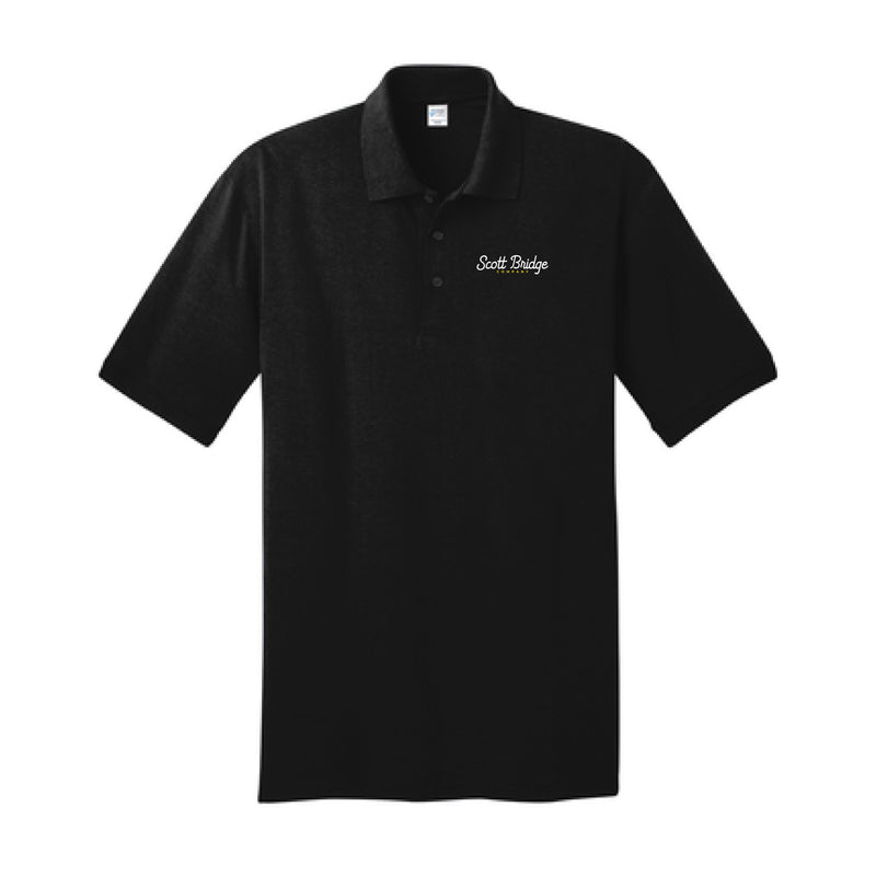 The Scott Bridge | Embroidered Adult Jet Black Jersey Knit Polo