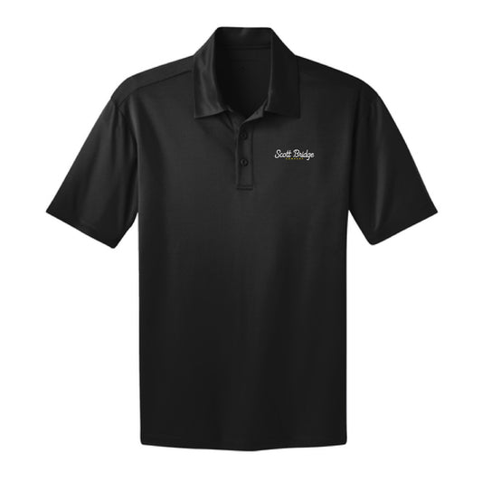 The Scott Bridge | Embroidered Adult Black Tall Silk Performance Polo