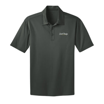 The Scott Bridge | Embroidered Adult Steel Grey Tall Silk Performance Polo
