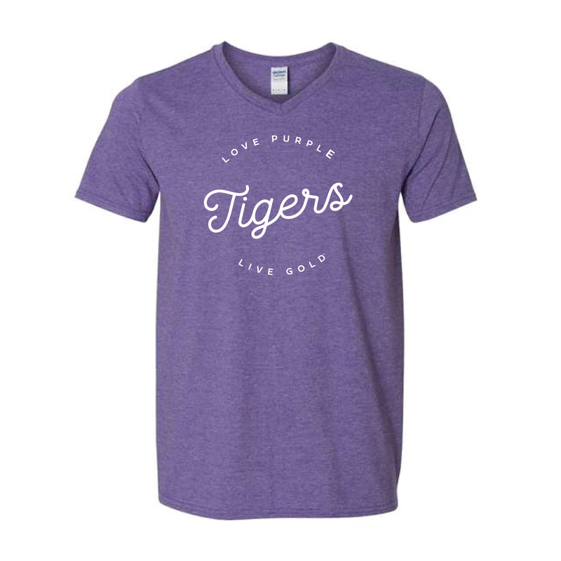 The Script Tigers | Heather Purple V-Neck Tee