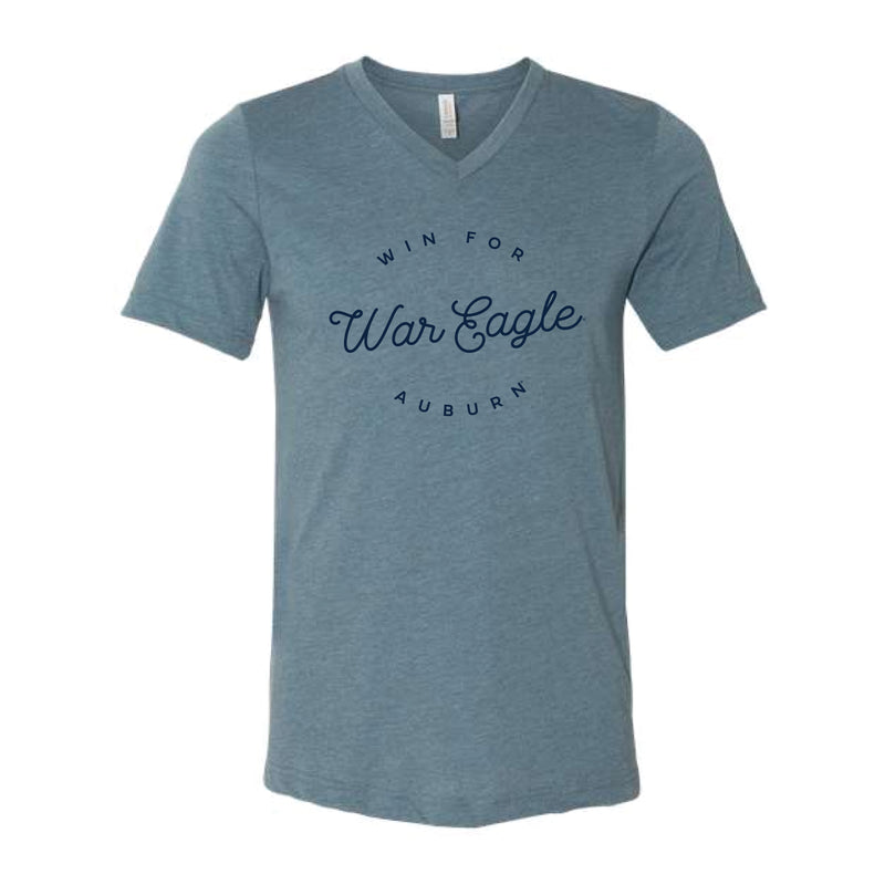 The Script War Eagle | Steel Blue V-Neck Tee