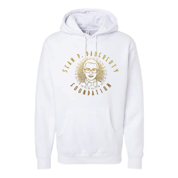 The Sean Full Logo | Adult White Heavyweight Hooded Sweatshirt