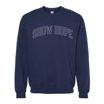 The Show Hope Outline Arch | Adult Navy Crewneck Sweatshirt