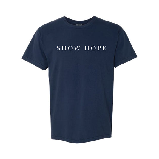 The Show Hope Serif | Adult True Navy Tee