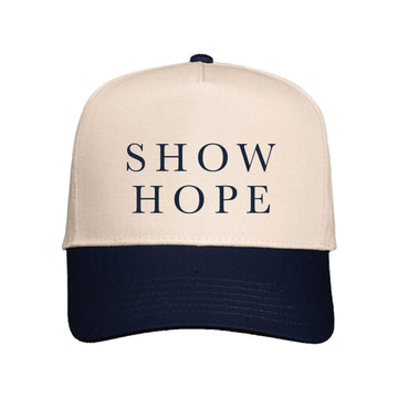 The Show Hope Serif | Natural/ Navy Five-Panel Twill Cap