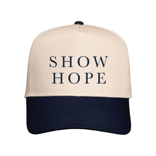 The Show Hope Serif | Natural/ Navy Five-Panel Twill Cap