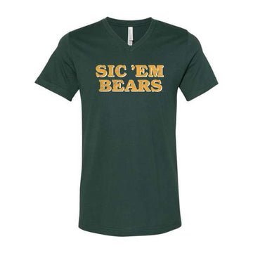 The Sic 'Em Bears Block | Forest Vneck Tee