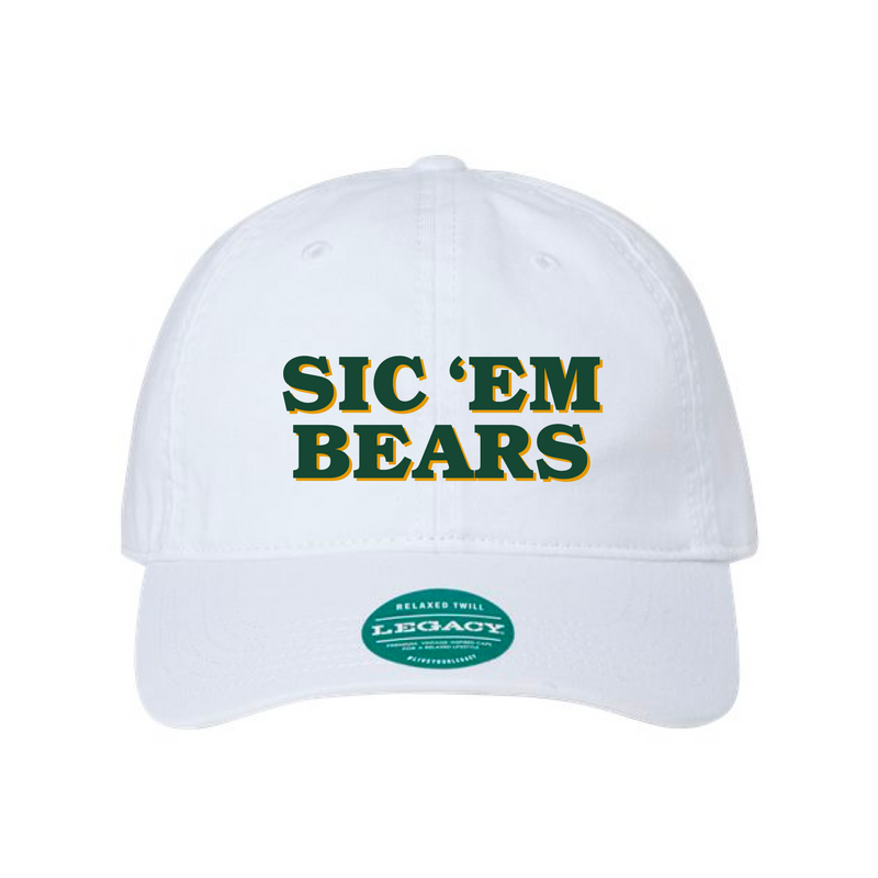 The Sic Em Bears Block Embroidered | White Legacy Dad Hat