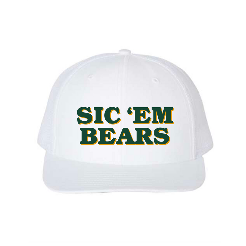 The Sic Em Bears Block Embroidered | White Richardson Trucker Cap