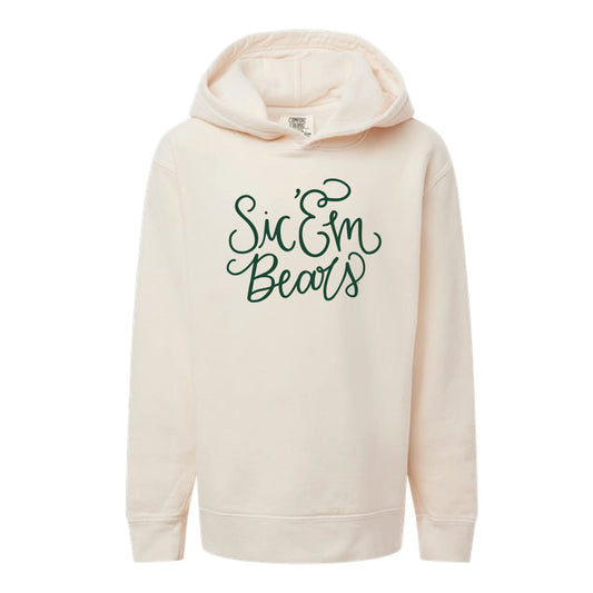 The Sic 'Em Bears Script | Youth Ivory Hoodie