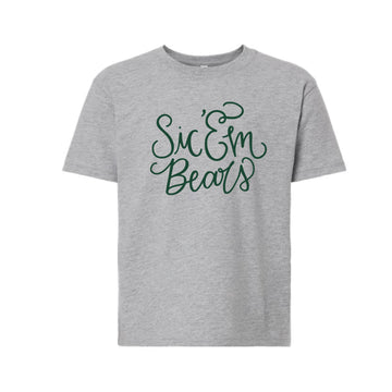 The Sic 'Em Bears Script | Youth Athletic Heather Tee