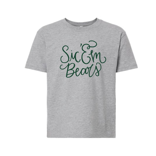 The Sic 'Em Bears Script | Youth Athletic Heather Tee