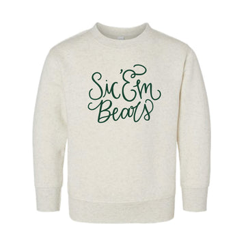 The Sic 'Em Bears Script | Toddler Natural Heather Sweatshirt
