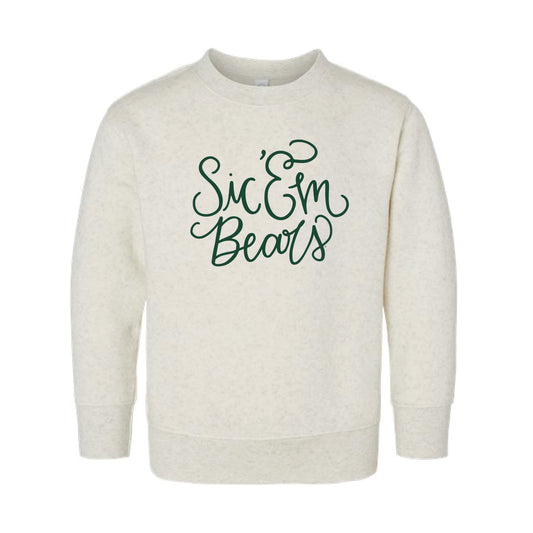 The Sic 'Em Bears Script | Toddler Natural Heather Sweatshirt