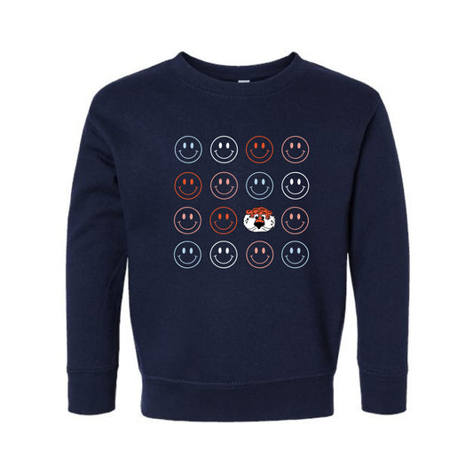 The Smiles For Aubie | Toddler Navy Crewneck Sweatshirt