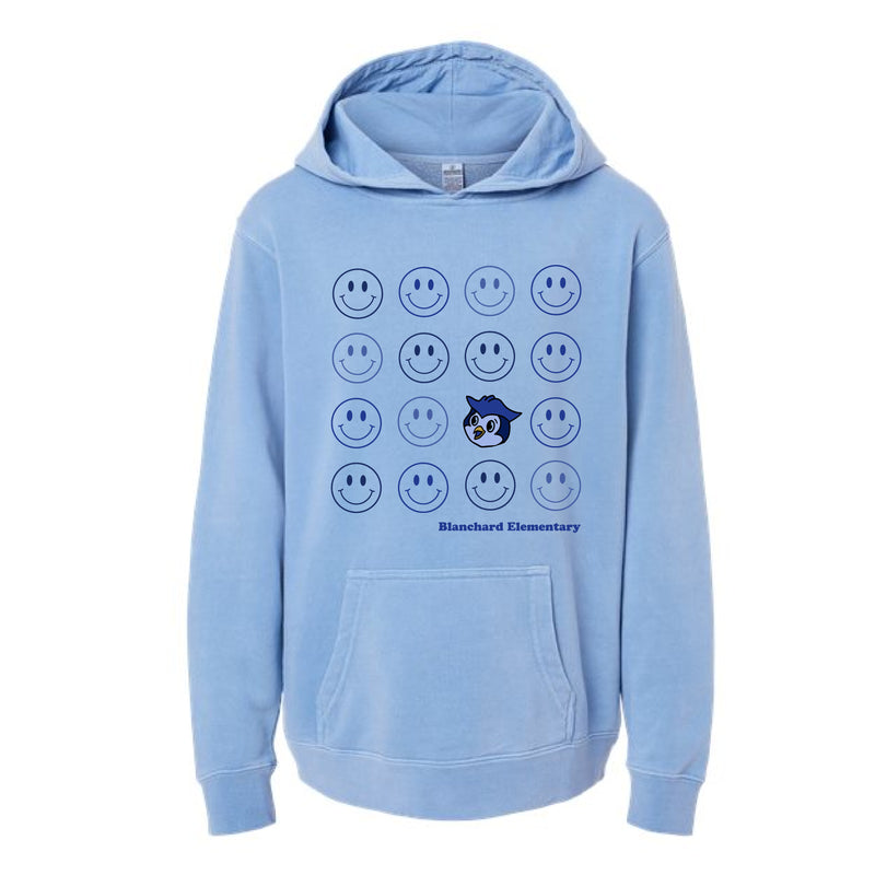 The Smiles for Blanchard | Pigment Light Blue Youth Hooded Sweatshirt